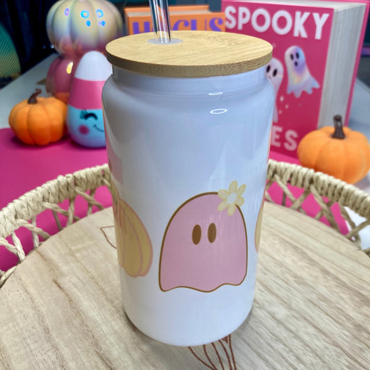 Pink Ghostie & Pumpkin Libbey Glass