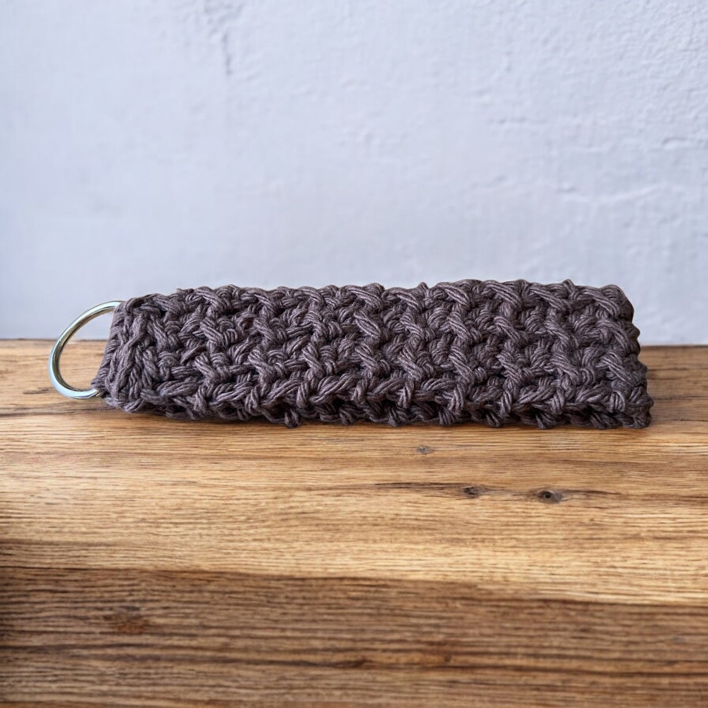 Handmade Crochet Keychain – Boho Aesthetic Keychain for Bags & Keys – Soft Cotton Keyring in Beige, White, Yellow, Turquoise & Brown