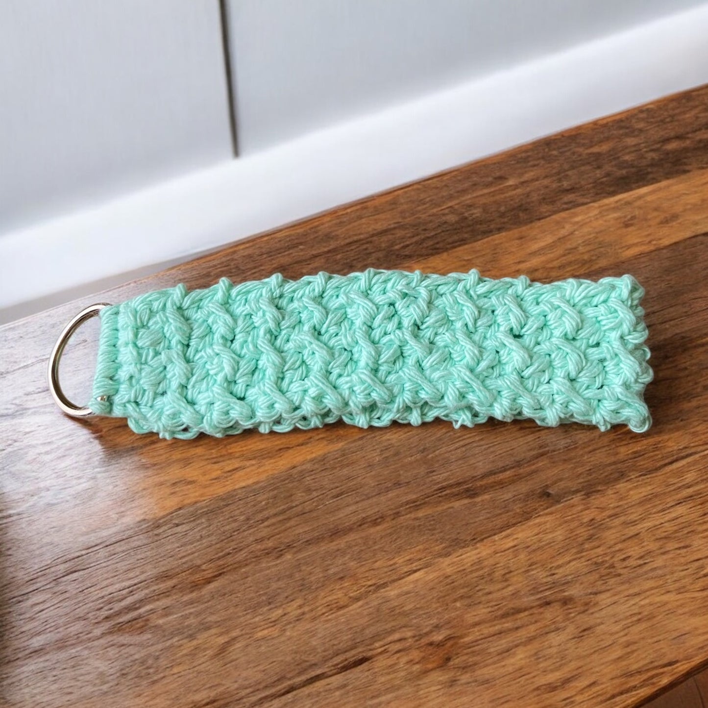 Handmade Crochet Keychain – Boho Aesthetic Keychain for Bags & Keys – Soft Cotton Keyring in Beige, White, Yellow, Turquoise & Brown