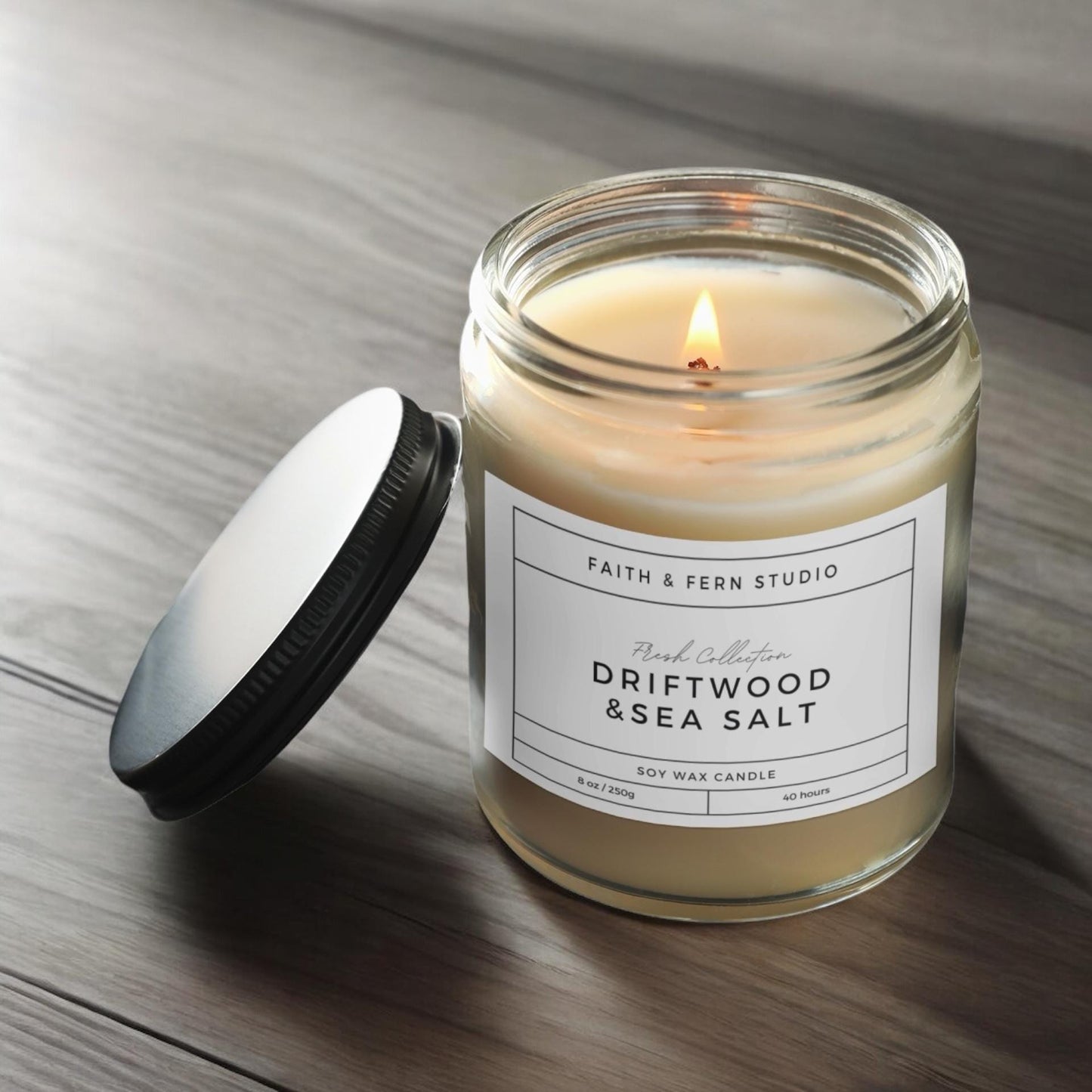 Driftwood sea salt scented candle