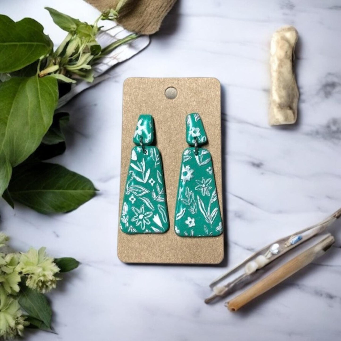 Handmade Clay Dangle Earrings | Boho, Galaxy, and Floral Designs