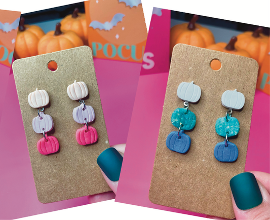 Stack of Pumpkins Clay Earrings