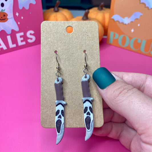 Scream, dagger, polymer clay earrings