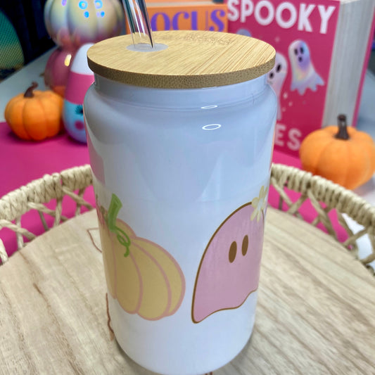 Pink Ghostie & Pumpkin Libbey Glass
